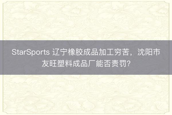 StarSports 辽宁橡胶成品加工穷苦,沈阳市友旺塑料成品厂能否责罚?