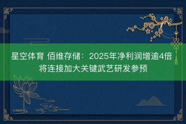 星空体育 佰维存储：2025年净利润增逾4倍 将连接加大关键武艺研发参预