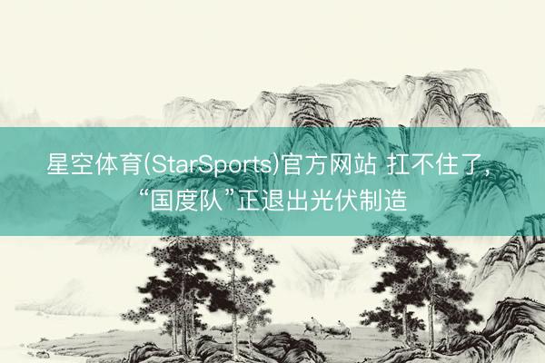 星空体育(StarSports)官方网站 扛不住了, “国度队”正退出光伏制造 星空体育(StarSports)官方网站 扛不住了, “国度队”正退出光伏制造