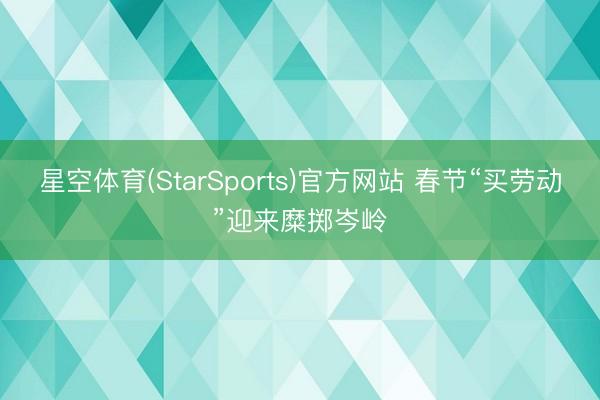 星空体育(StarSports)官方网站 春节“买劳动”迎来糜掷岑岭