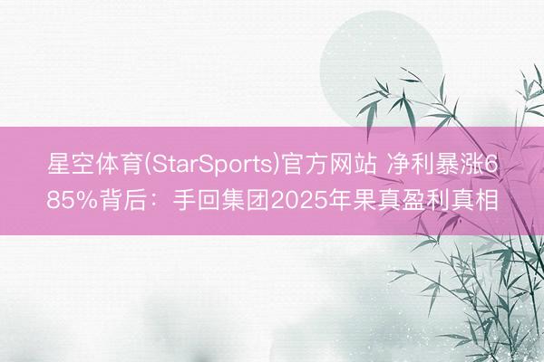 星空体育(StarSports)官方网站 净利暴涨685%背后:手回集团2025年果真盈利真相