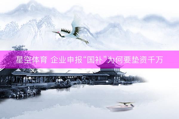 星空体育 企业申报“国补”为何要垫资千万
