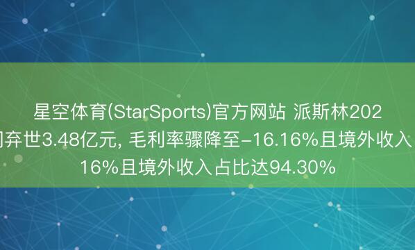 星空体育(StarSports)官方网站 派斯林2025年归母净利润弃世3.48亿元， 毛利率骤降至-16.16%且境外收入占比达94.30%
