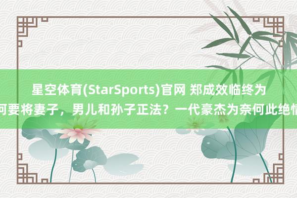 星空体育(StarSports)官网 郑成效临终为何要将妻子，男儿和孙子正法？一代豪杰为奈何此绝情