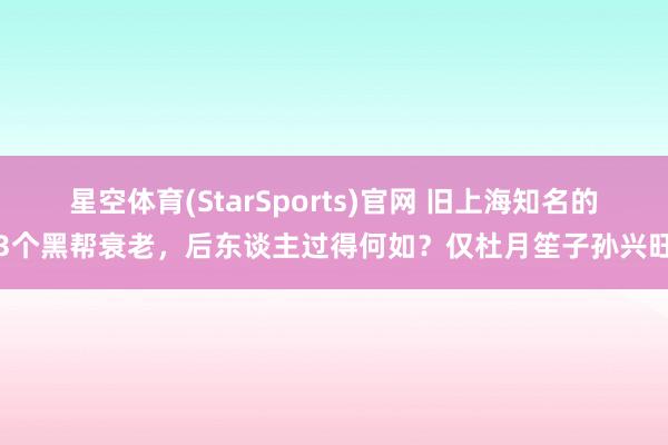 星空体育(StarSports)官网 旧上海知名的3个黑帮衰老，后东谈主过得何如？仅杜月笙子孙兴旺