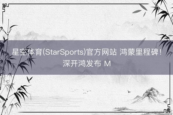 星空体育(StarSports)官方网站 鸿蒙里程碑！深开鸿发布 M